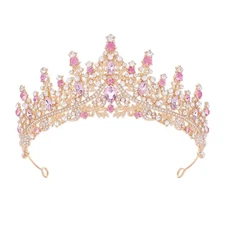 Pink Tiara for Women Crystal Queen Crowns Rhinestone Princess Tiaras 