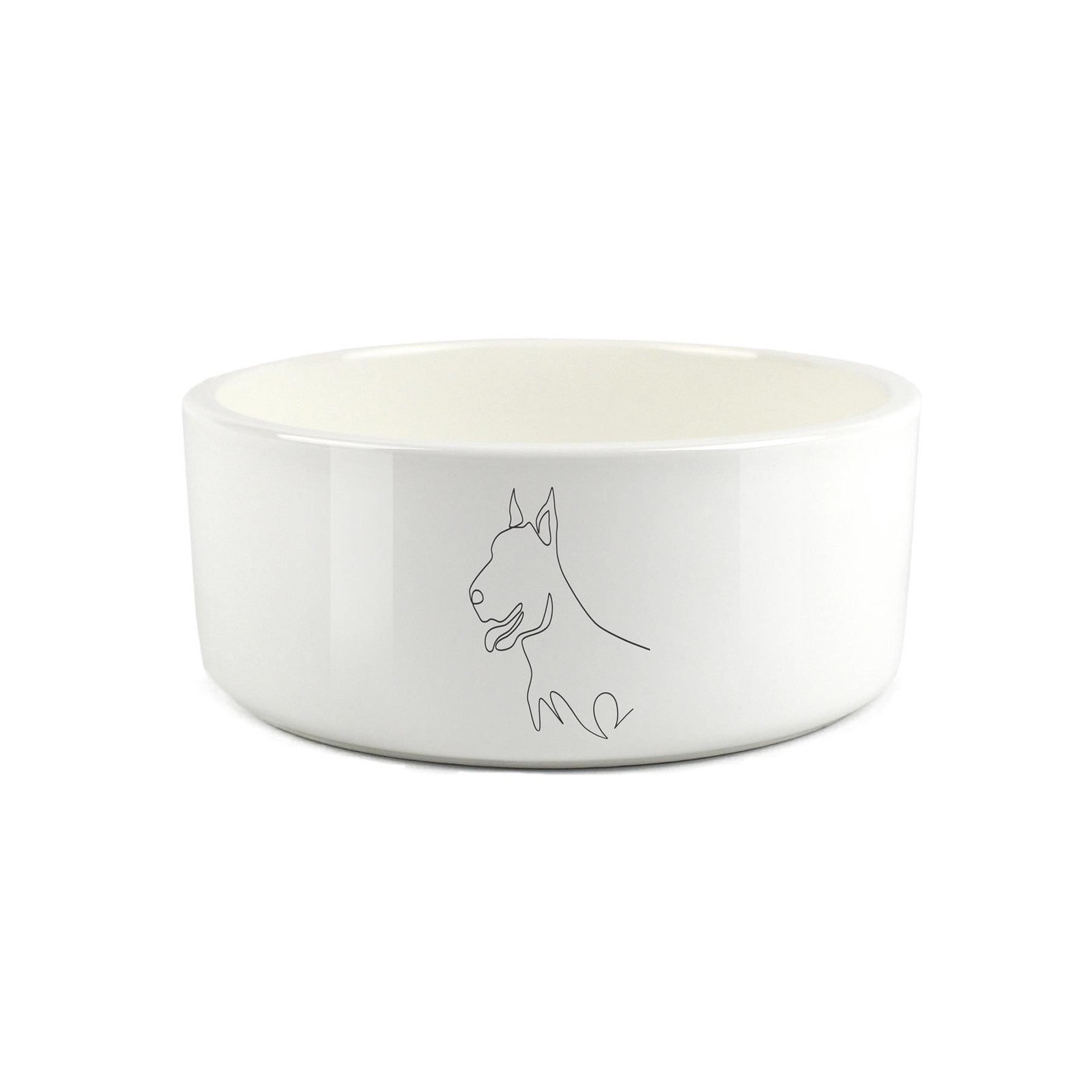 Doberman Dog Large Pet Bowl Fine Line Drawing - Ceramic White Food Water Dish