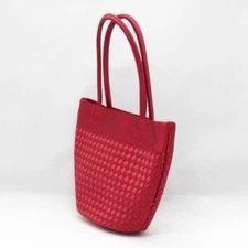 BOTTEGA VENETA Satin Handbag Red Mini Elegant Luxury Bag