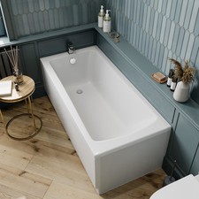 1500/1600/1700 Modern Bathroom Single Ended Wide Square Bath Bathtub Gloss White