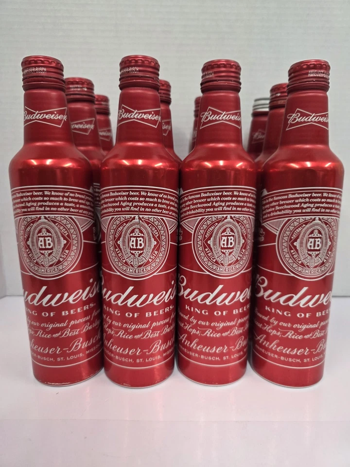 Алюминиевые бутылки Budweiser классические красно-белые упаковка 12 шт. пустые коллекционные для рукоделия - Изображение 3 из 4