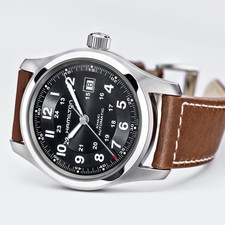 Hamilton Khaki Field Auto Black Dial Brown Leather Men Watch H70555533 6