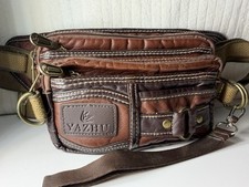 VTG. LEATHER YAZHU ORG. Multi Compartment Belly Bag Fanny Pack VG   