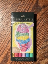 FABER-CASTELL 6 Pastel Pitt Artist Brush Pens NEW India Ink Look