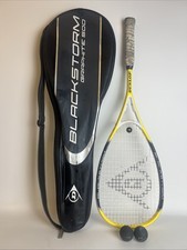 Dunlop Blackstorm Graphite 500 Squash Racket + Cover & 2 Balls &ndash; Good Condition