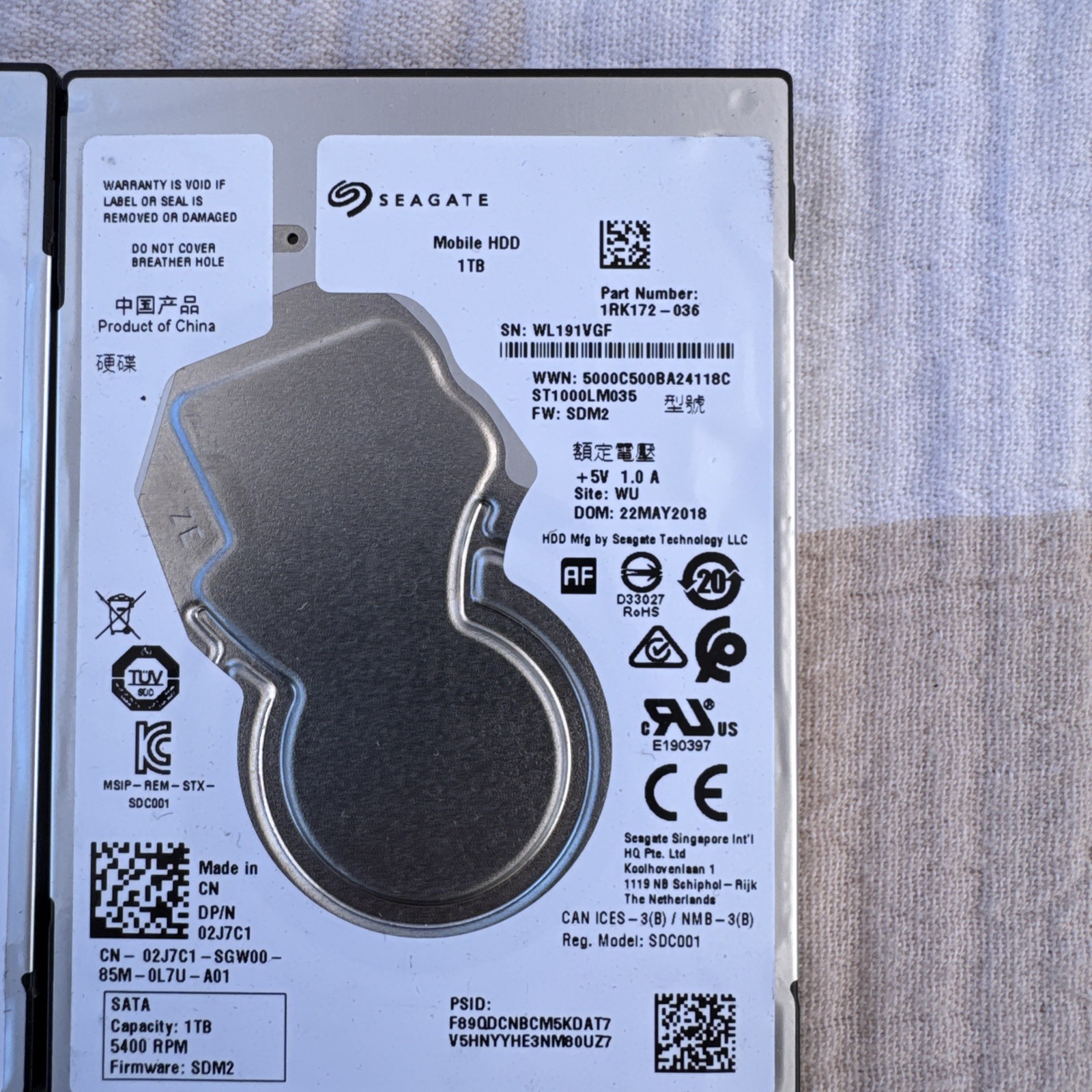 Lot of 2 SEAGATE MOBILE 1TB HDD 2.5" Laptop HARD DRIVE 