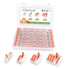 Lever Wire Connectors Kit, 1/2/3/5 Conductor 180PCS Mix2/3/4/5P Box Kit