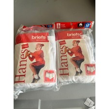 Hanes Boys Briefs Size 12 Underwear White Cotton 3 Pack New