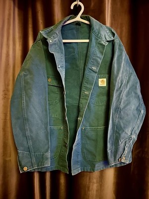 Rare Vintage 90's Carhartt Chore Jacket CU1055 Teal Blue Unlined