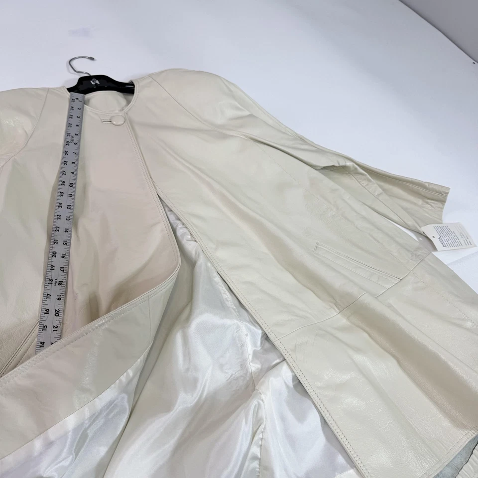 MODA MARTANI кожаное пальто женщин XL слоновой кости качели воротника сделано в США стиль 35 - Изображение 4 из 4