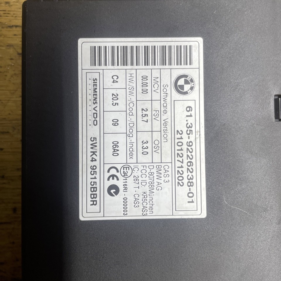 BMW CAS 3 Control Module Unit ECU Fits 3 Series E90 E92 E93 9226238 #4 ...