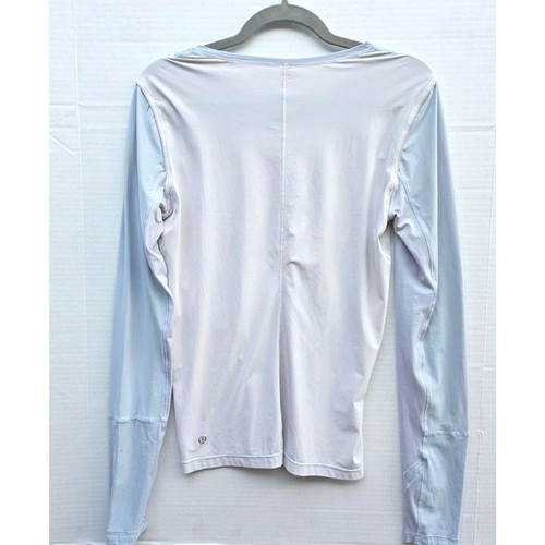 Lululemon Women’s Long Sleeve Top | Grey Blush Pink Size 8 Reflective Thumbholes - Picture 4 of 7
