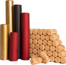 200 Pack Wine Bottle Corks and PVC Heat Shrink Capsules, 100 PCS Natural Wine Co