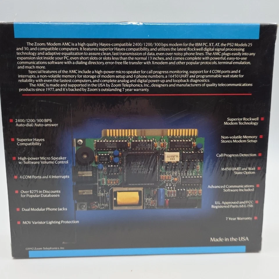 Vintage AMC Zoom Modem 2400 Baud Modem for IBM PC XT AT PS/2 New Old Stock NOS - Image 3 of 4
