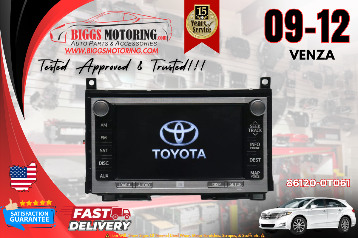 2009-2012 Toyota Venza JBL Navigation Radio E7021 Display Screen