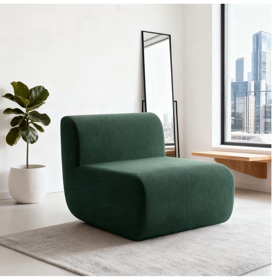 &ndash; Plush Corduroy Single Sofa, Ergonomic Accent Chair.