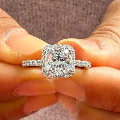 #ad Certified Natural 2ct F VS1 Cushion Diamond Solid 14K White Gold Engagement Ring $239.93