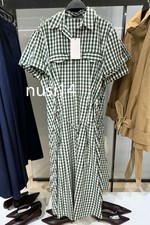 ZARA NEW WOMAN MIDI GINGHAM CHECK SHIRT DRESS ZW COLL GREEN XS-XXL 2507/041/500