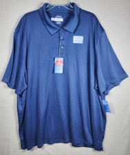 Haggar Cool 18 Tec Performance Polo Golf Shirt Men's 4X Short Sleeve Ink Blue 4A