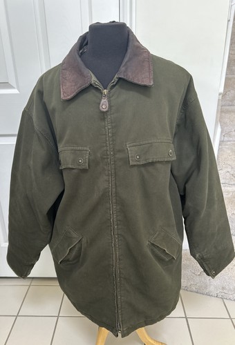 VTG 90’s Timberland Weathergear Barn Coat Full Zip Leather & Corduroy Lined L