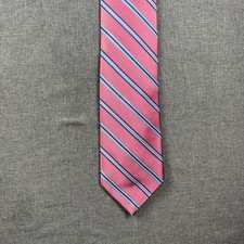 Brooks Brothers Tie Pink With Blue Stripes 100 Silk Made In USA