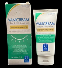 ☀️ Vanicream Facial Moisturizer Broad Spectrum SPF 30 2.5 fl oz EXP 04/2027 🩵