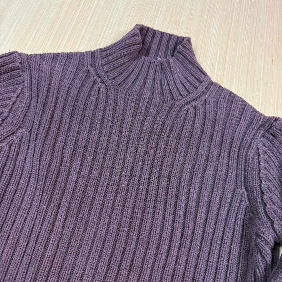 Vintage Gap y2k Ribbed Sweater men's mock neck Large Heavy Fisherman Purple - Image 2 of 4
