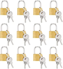 Juvale Luggage Locks with Keys - 12-Pack, 0.7 x 1.2 x 0.25 in, Gold & Silver - T