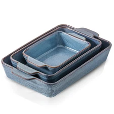 9x13 Baking Dish Set, Large Casserole Dishes for Oven, Ceramic Bakeware Set o...