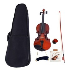 4/4 Natural Acoustic Violin Full Set w/ Case Bow Rosin Strings Maple Wood