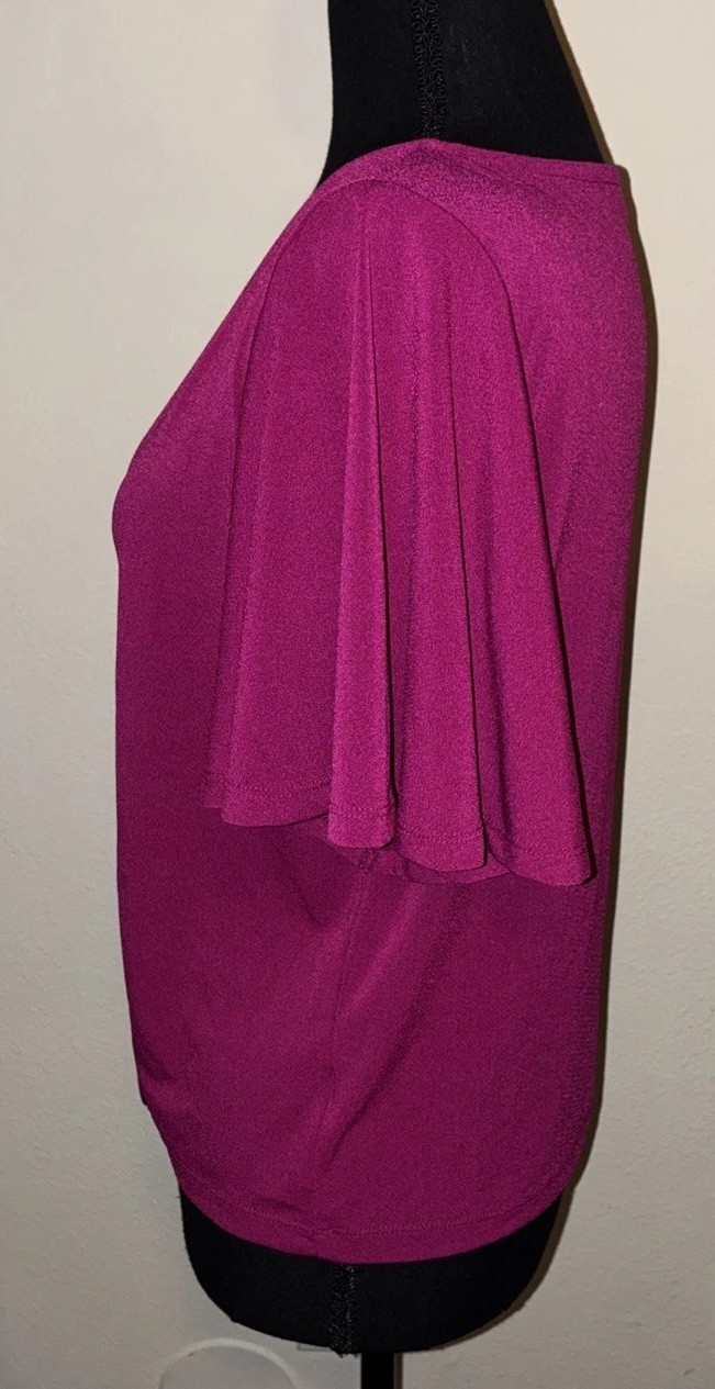 Express Large V-Neck Front Drawstring Magenta Sho… - image 5