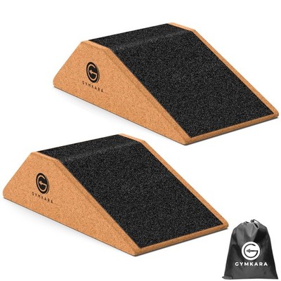 Squat Wedge Block Cork 2 Pack - Non Slip Heel Elevated Wedge and Calf Raise B...