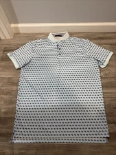 Greyson Polo Shirt Mens M Blue Howling Wolf AOP Performance Golf Stretch