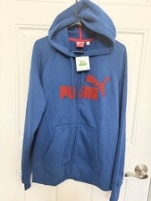 Puma Men's Blue Full Zip Up Sweatshirt Hooded Hoodie Jacket L/G
