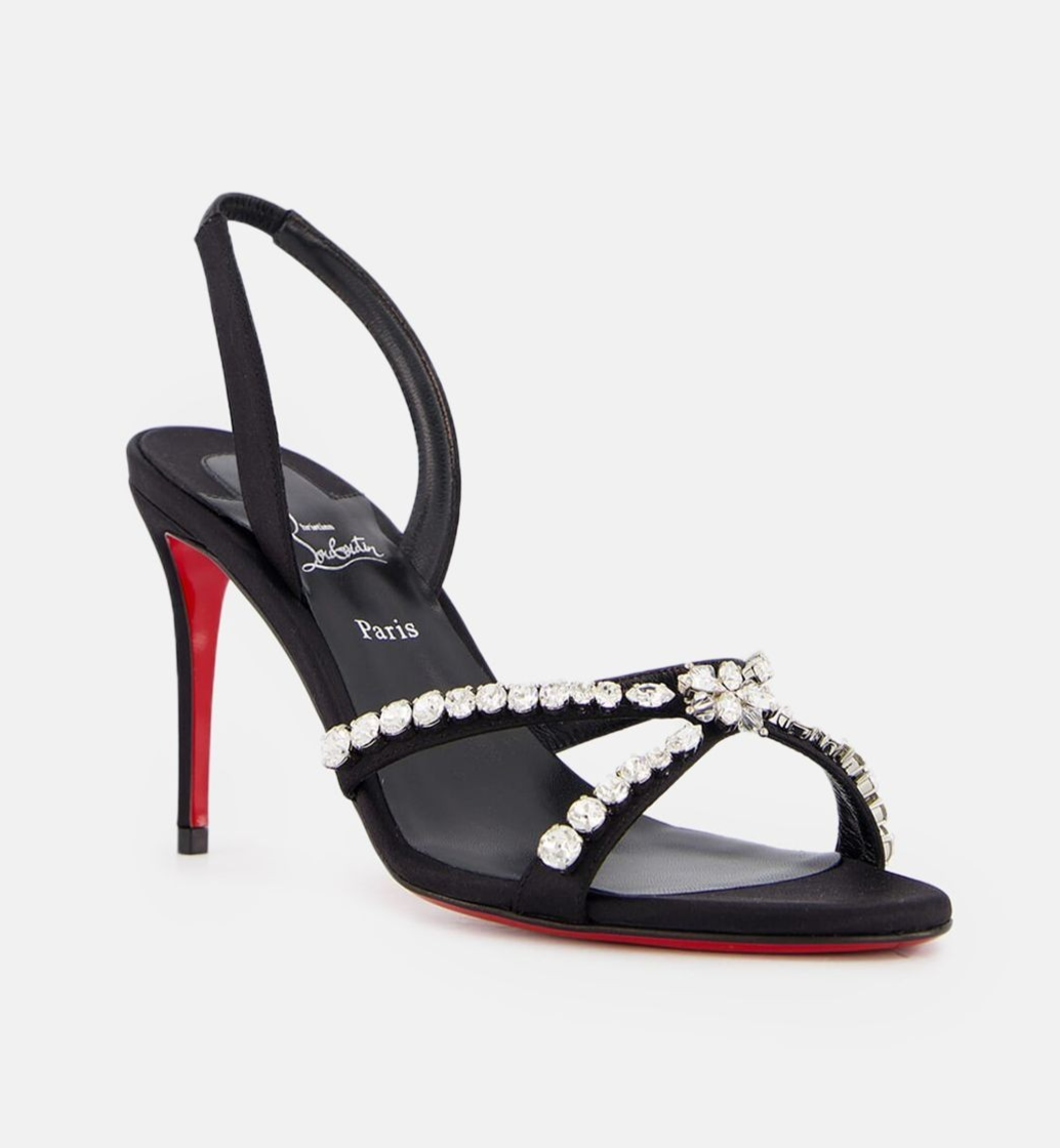 Christian Louboutin Z1963 Emilie Jewel 85 Crepe Satin Heel Sandals