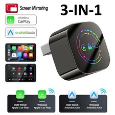 3 IN 1 AI Box Wireless CarPlay  Android Auto  Mirror Link Adapter Plug Play