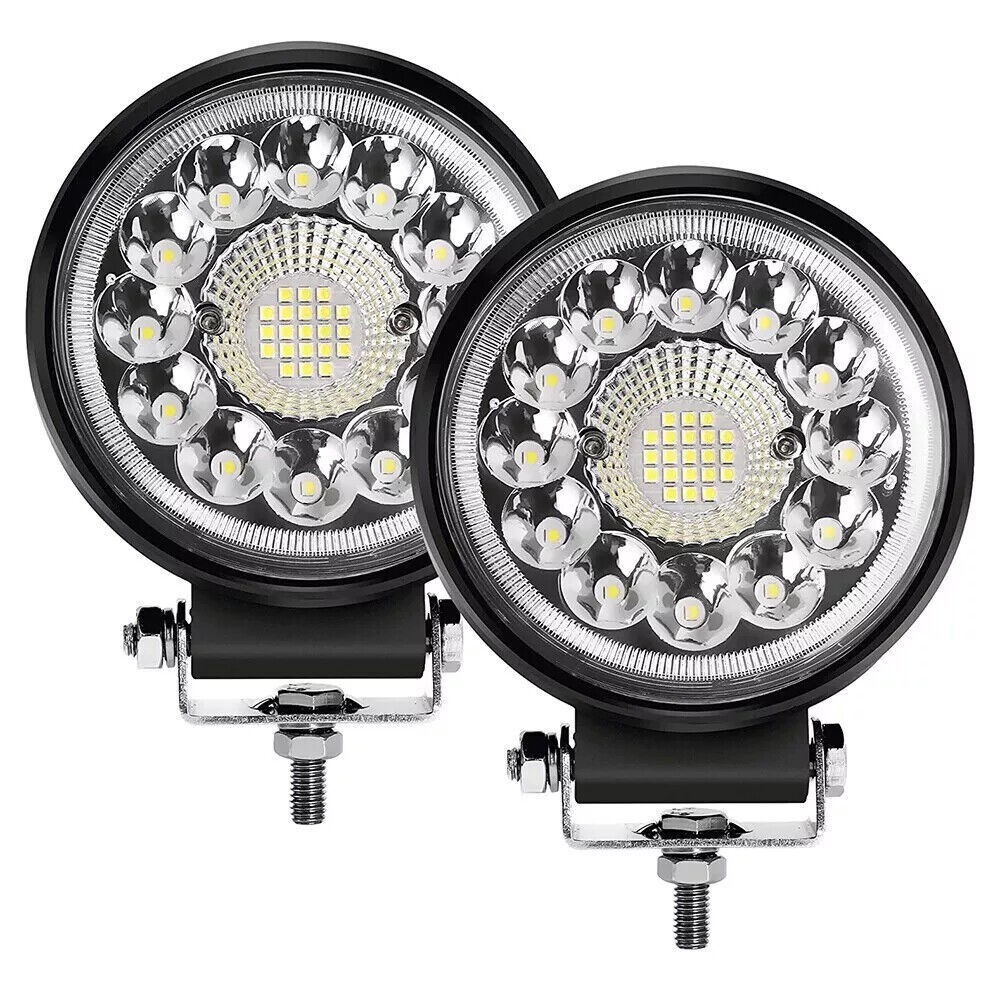 Pair 5"inch Round LED Work Light Bar Flood Spot Light Driving Lamp For Offroad