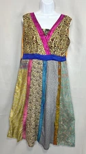 Greater Good Midi Dress Recycle Silk 2XL Women’s Multicolor Distressed Nepal
