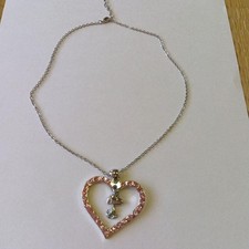 Heart Shaped Snoopy Pink Stone Necklace Used