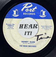 50s Doo Wop Rock & Roll 45 THE BEAN BROTHERS Honey Babe / Tuh Too PORT Hear
