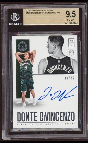 2018 Panini Encased Donte DiVincenzo Auto /75 RC BGS 9.5 Scripted Signatures 136