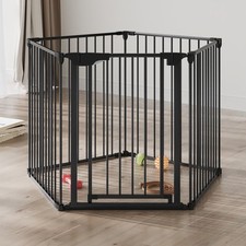 5 Panel Folding Fence Baby  Toddler Pet Dog Safety Gate Stairway Doorway Guard