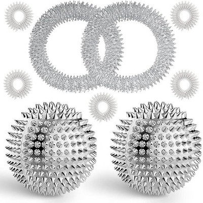 2 Magnetische Akupressur Bälle Set - 5 Massageringe, 2 Armbänder, Stress Relief