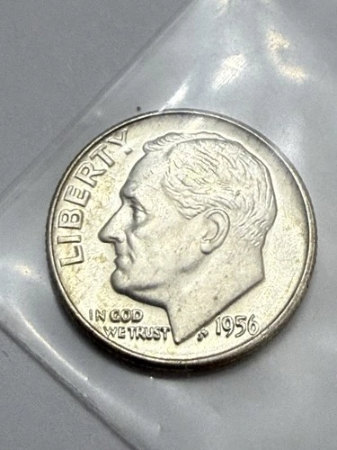 1956 D Roosevelt Dime 90% Silver US Coin UNCIRCULATED #34