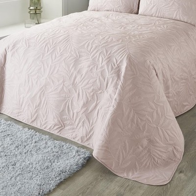 Serene - Tagesdecke Blush Pink Blattprägung (230 cm x 200 cm) - Soft Touch - Micro