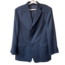 Haggar Collections Mens 42L Blue Herringbone Blazer Classic Fit Sports Jacket