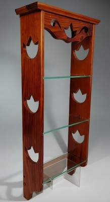 Solid Wood Hanging Display Curio Wall Shelf Glass Shelves 26x11