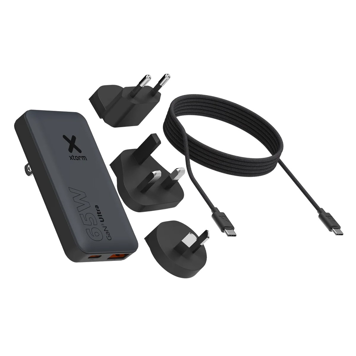 Chargeur nitrure de gallium GaN3 65W double port avec câble USB-C type C