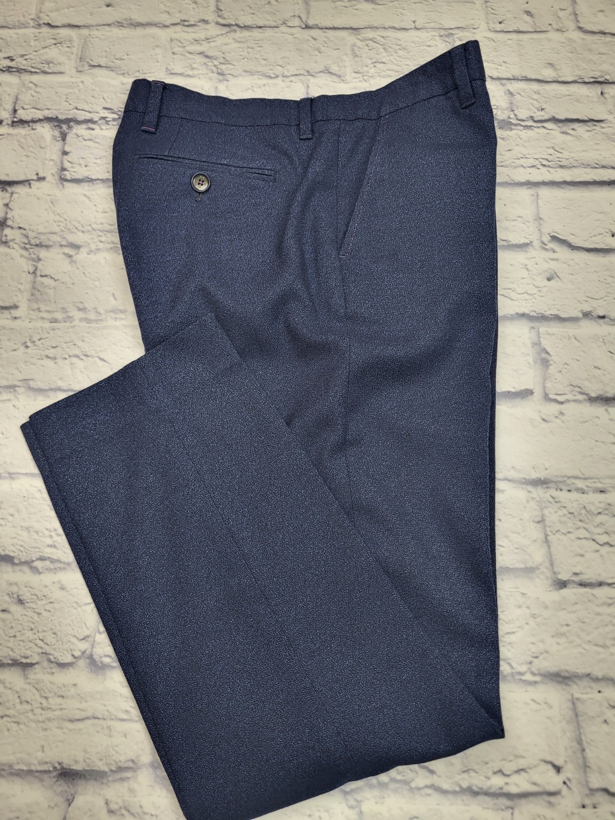 Ted Baker Pants Navy Blue Solid Flat Front Polyes… - image 1