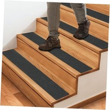 12-Pack Non-Slip Outdoor Stair Treads Grip Tape 4'' x 30'', Heavy Duty Black